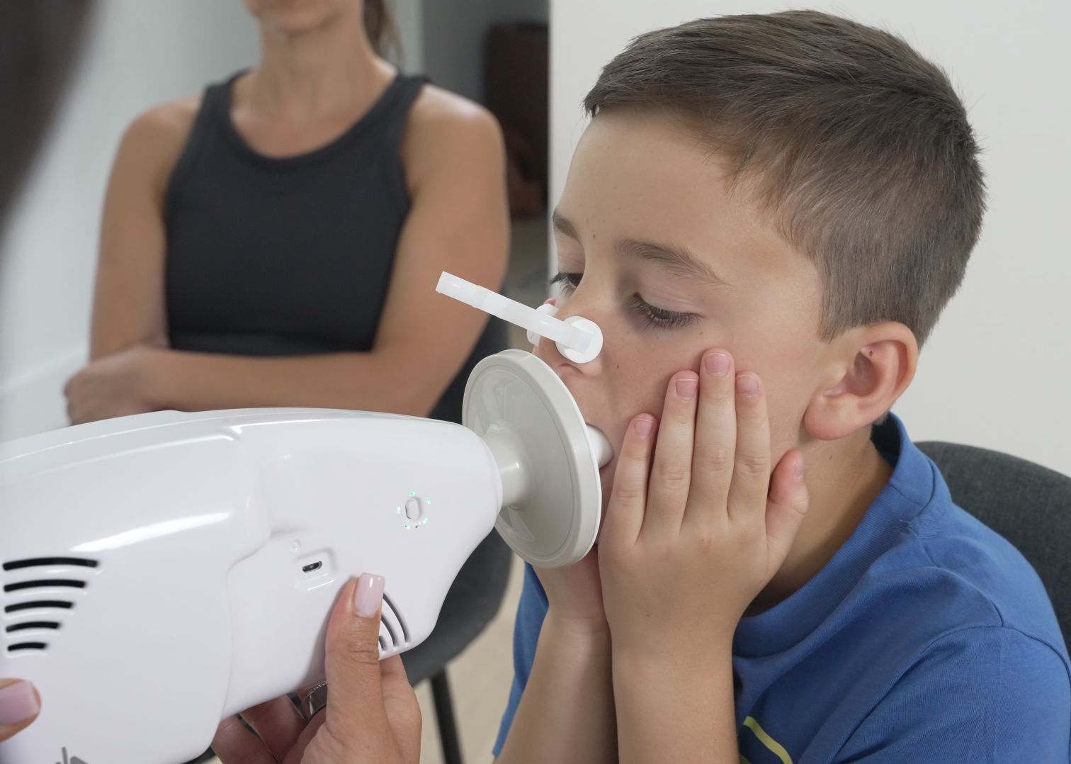 PulmoScan: Handheld, portable, and ready to measure lung function in under a minute using simple tidal breathing.